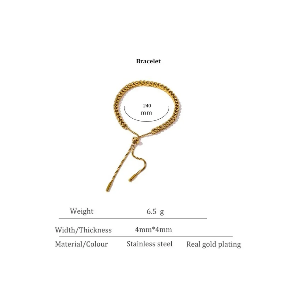 ^NEW 18K Gold Plated Link Chain Adjustable Bead Bracelet